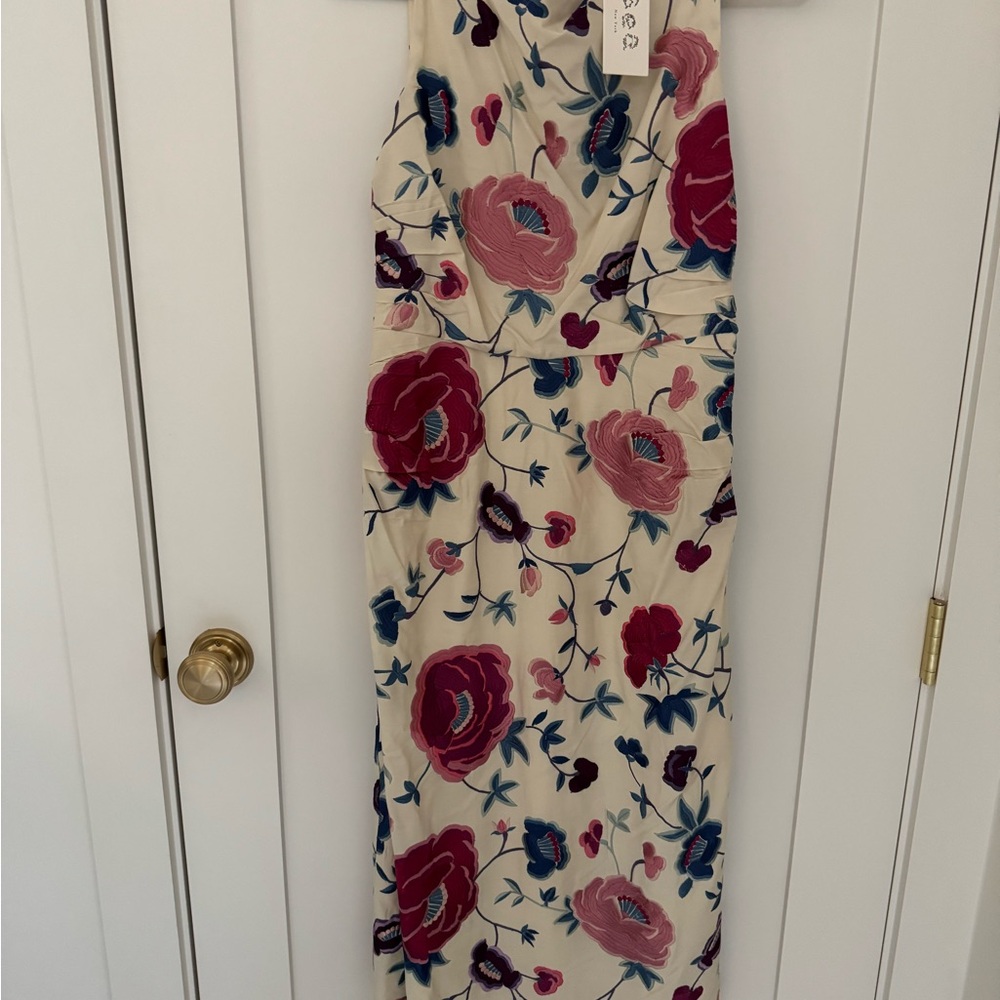 Sea Cream Maxi Dress with Pink and Blue Floral Design size 4 nwt